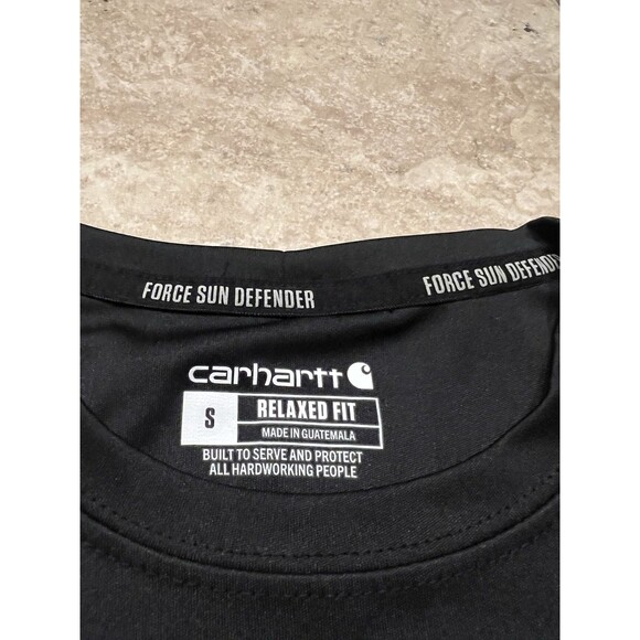 Carhartt Shirt Mens Small Black Force Sun Defender Long Sleeve UPF Performance - Picture 3 of 5